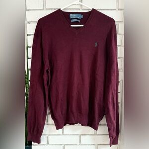 VTG Polo by Ralph Lauren Men’s Maroon 100% Pima Cotton Sweater SZ Large